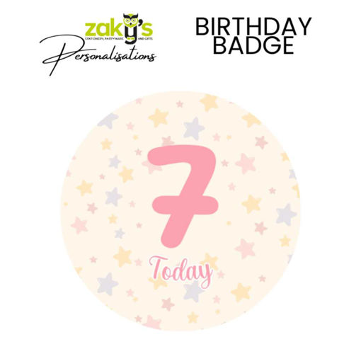 Picture of 7 TODAY BIRTHDAY BADGE PINK STAR